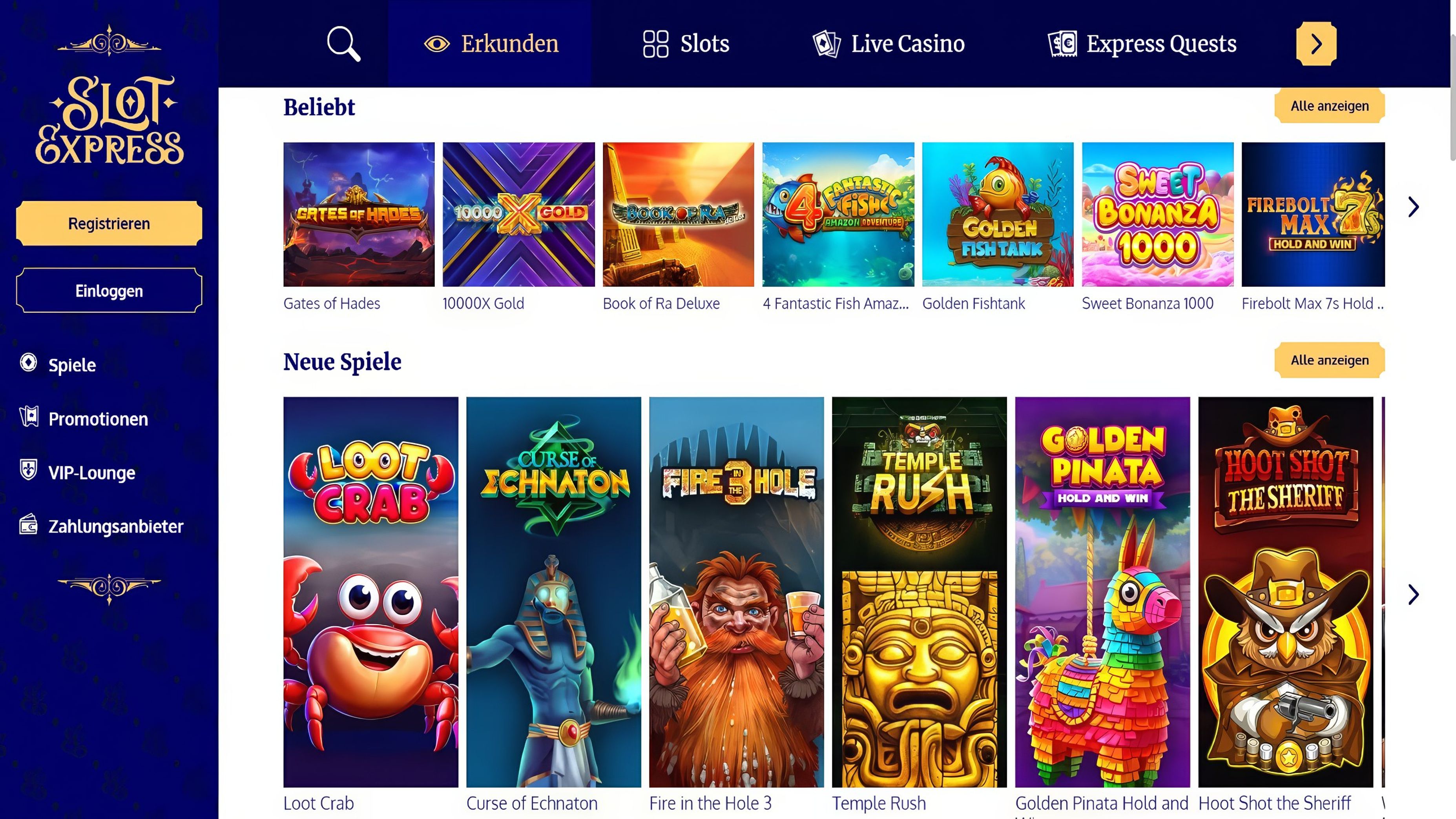SlotExpress Casino desktop screenshot 2